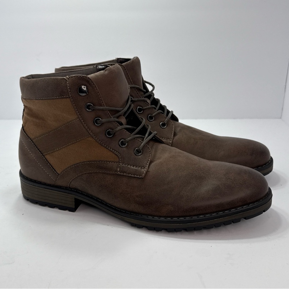 ASOS DESIGN lace up worker boots in black leather Men Sz 11
